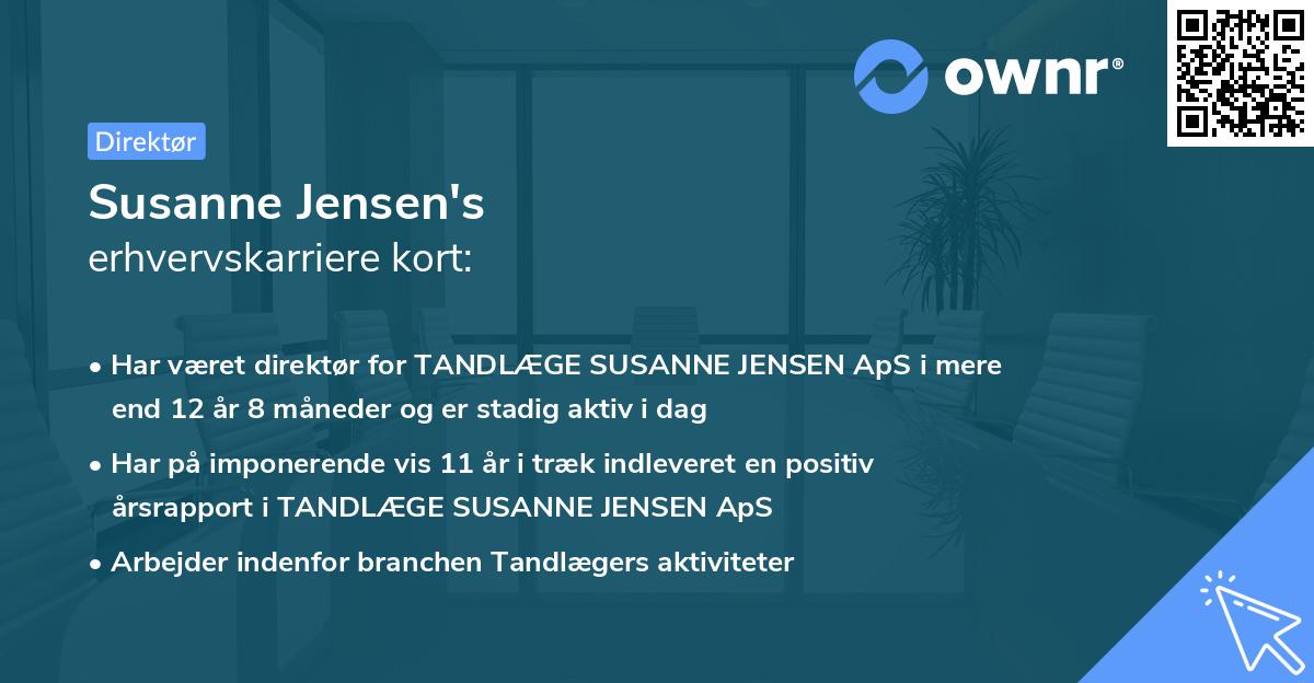 Susanne Jensen's erhvervskarriere kort