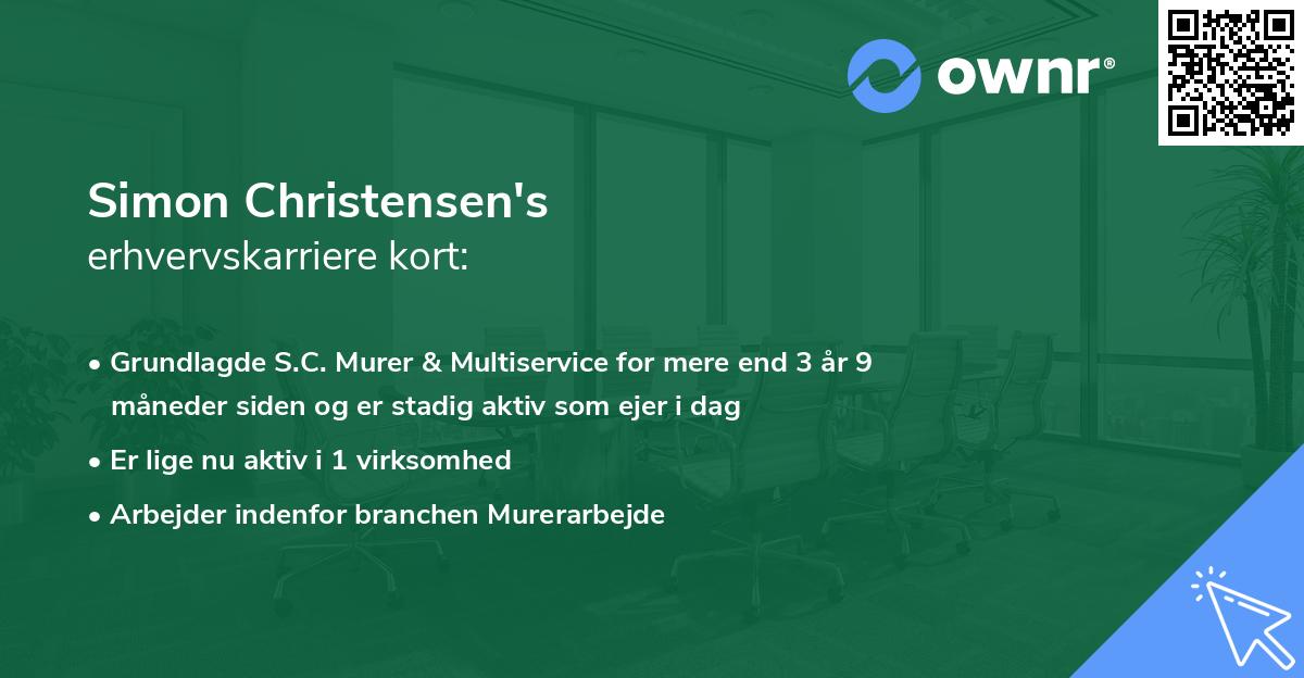 Simon Christensen's erhvervskarriere kort