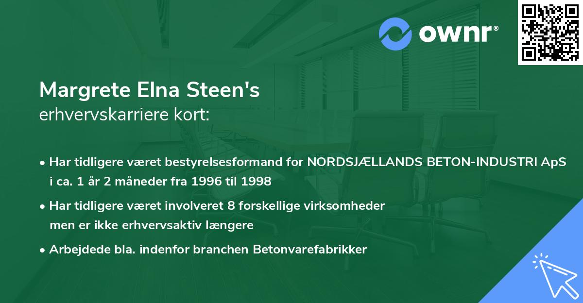 Margrete Elna Steen's erhvervskarriere kort