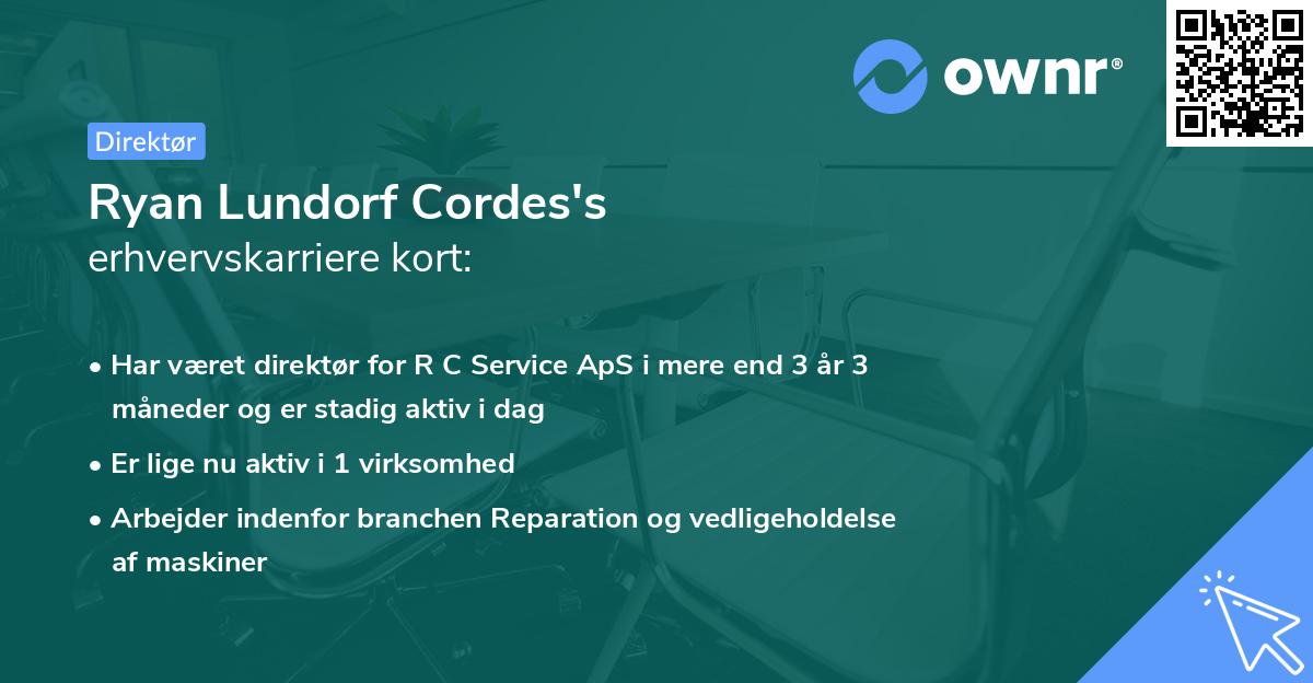 Ryan Lundorf Cordes's erhvervskarriere kort