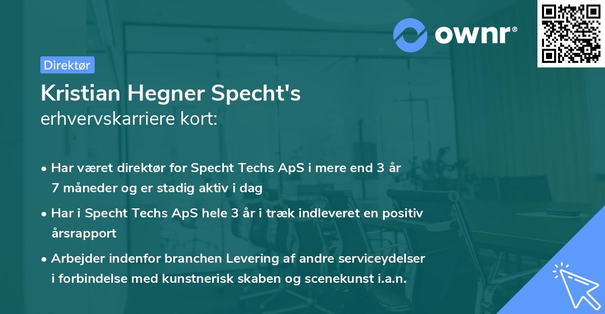 Kristian Hegner Specht's erhvervskarriere kort