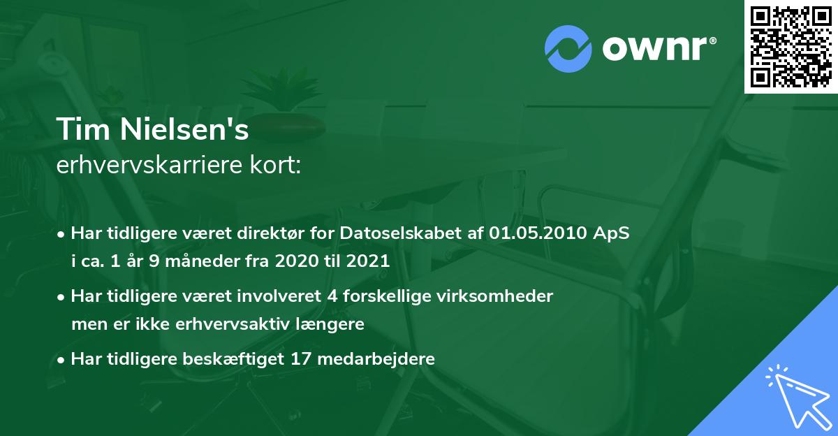 Tim Nielsen's erhvervskarriere kort