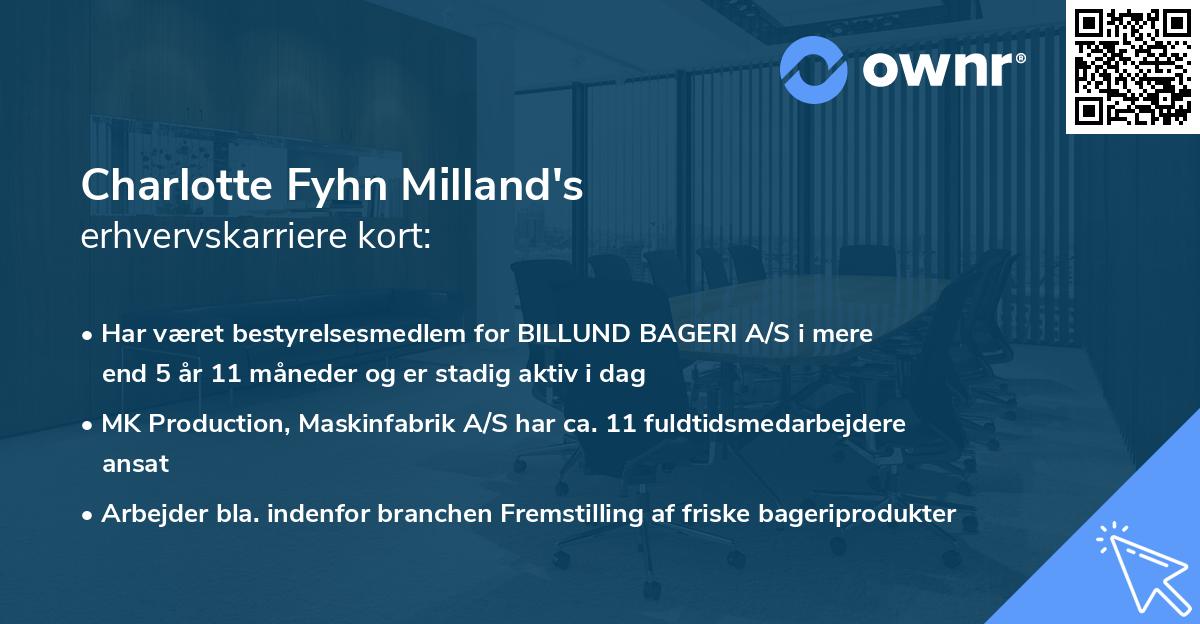 Charlotte Fyhn Milland's erhvervskarriere kort