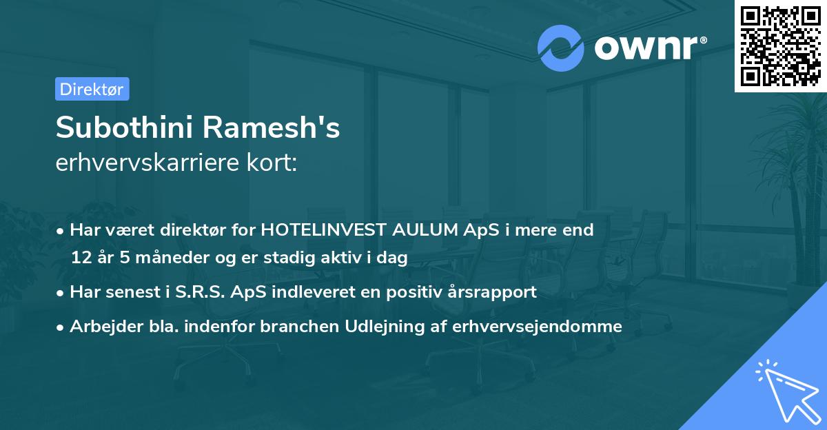 Subothini Ramesh's erhvervskarriere kort