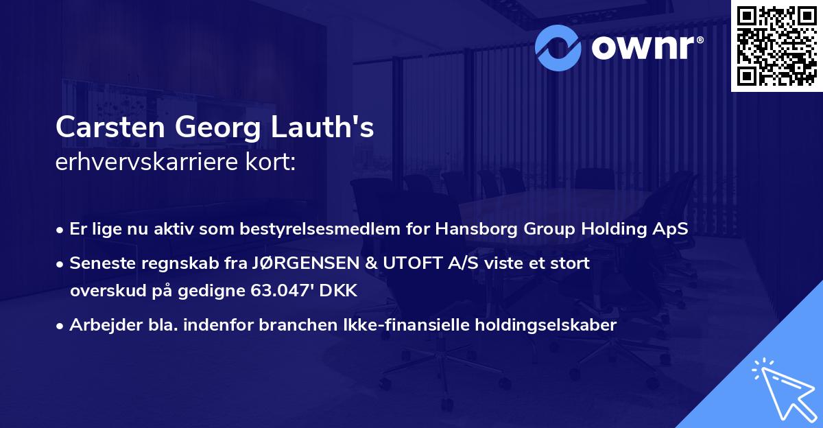 Carsten Georg Lauth's erhvervskarriere kort