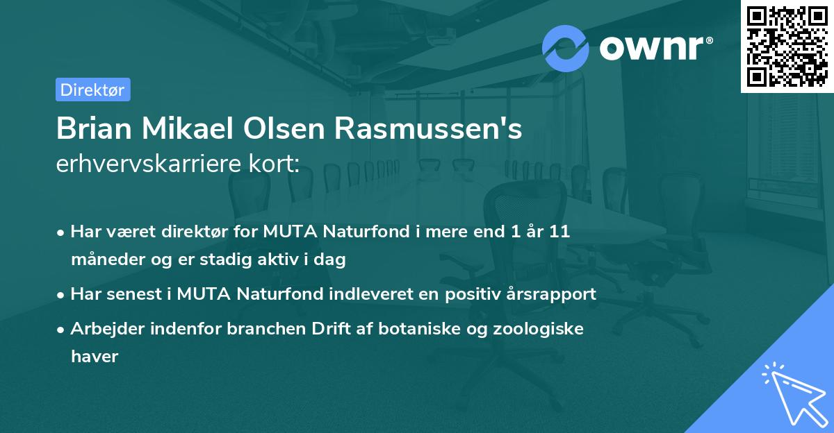 Brian Mikael Olsen Rasmussen's erhvervskarriere kort