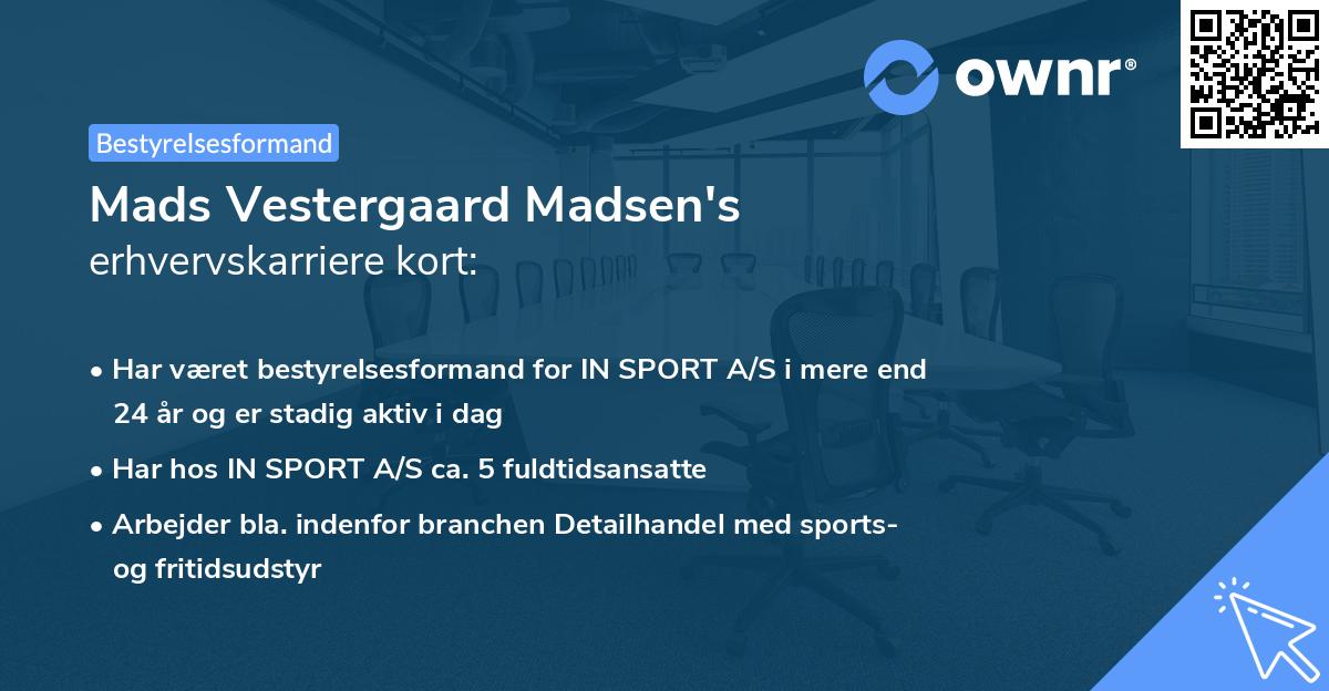 Mads Vestergaard Madsen's erhvervskarriere kort