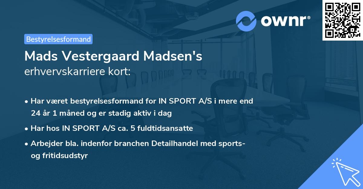 Mads Vestergaard Madsen's erhvervskarriere kort