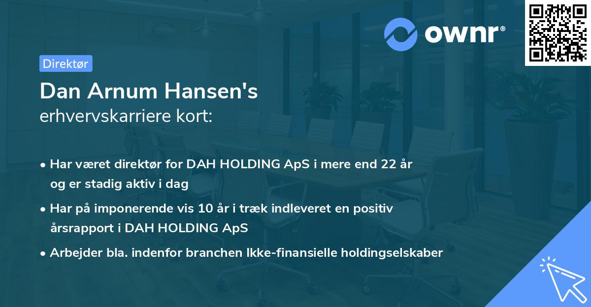Dan Arnum Hansen's erhvervskarriere kort