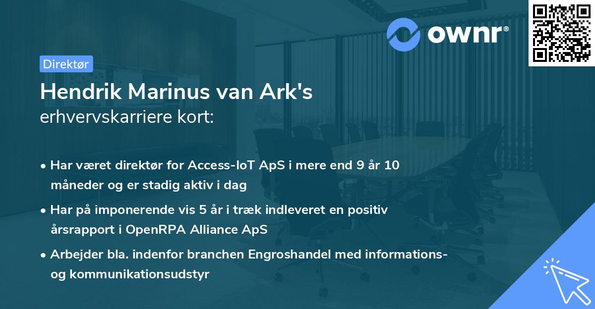 Hendrik Marinus van Ark's erhvervskarriere kort