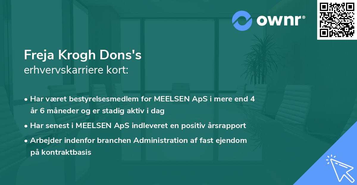 Freja Krogh Dons's erhvervskarriere kort
