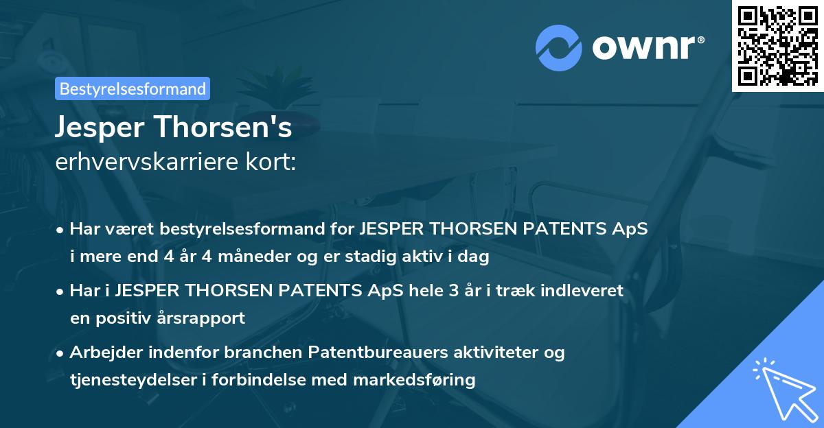 Jesper Thorsen's erhvervskarriere kort