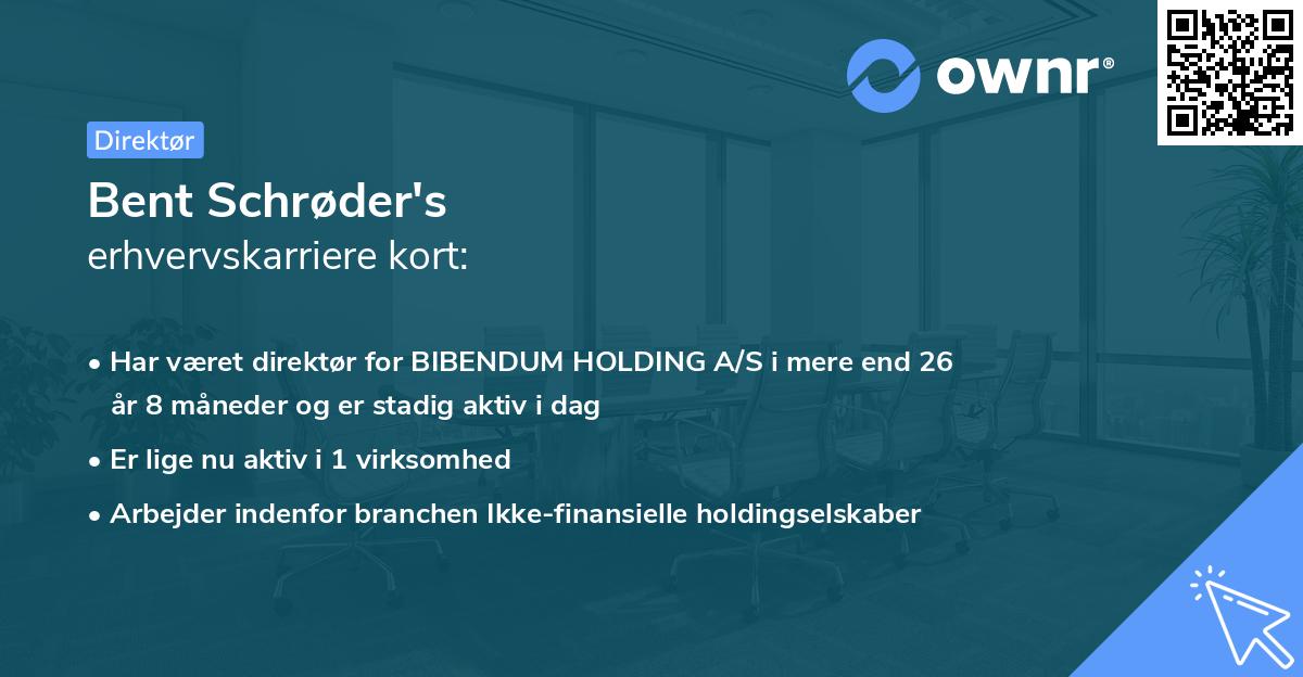 Bent Schrøder's erhvervskarriere kort