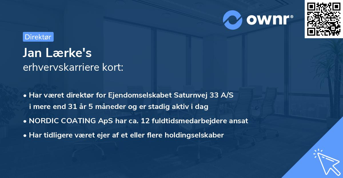 Jan Lærke's erhvervskarriere kort