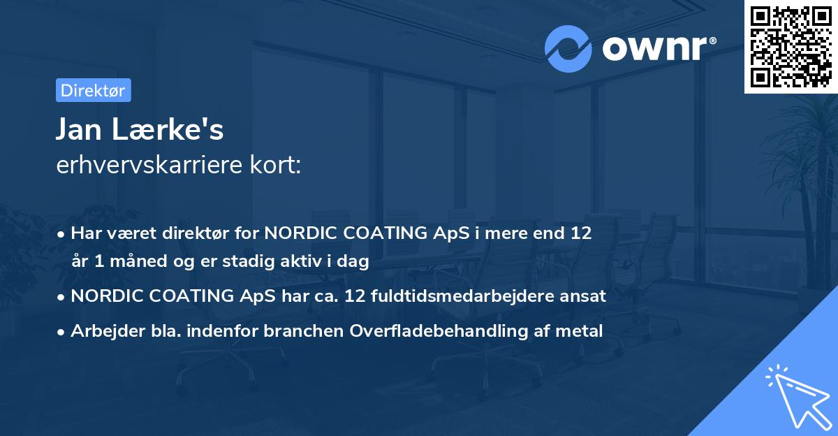 Jan Lærke's erhvervskarriere kort