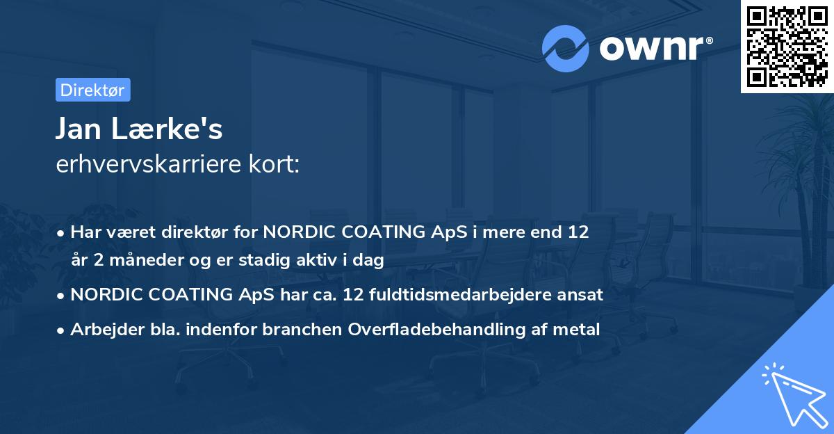 Jan Lærke's erhvervskarriere kort