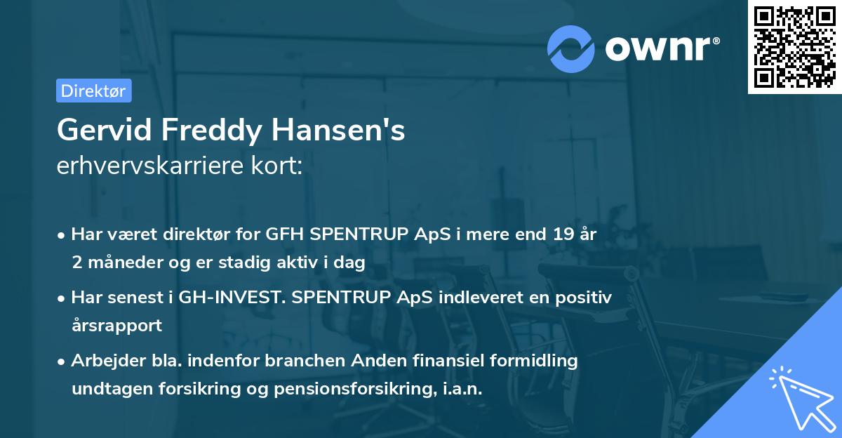 Gervid Freddy Hansen's erhvervskarriere kort