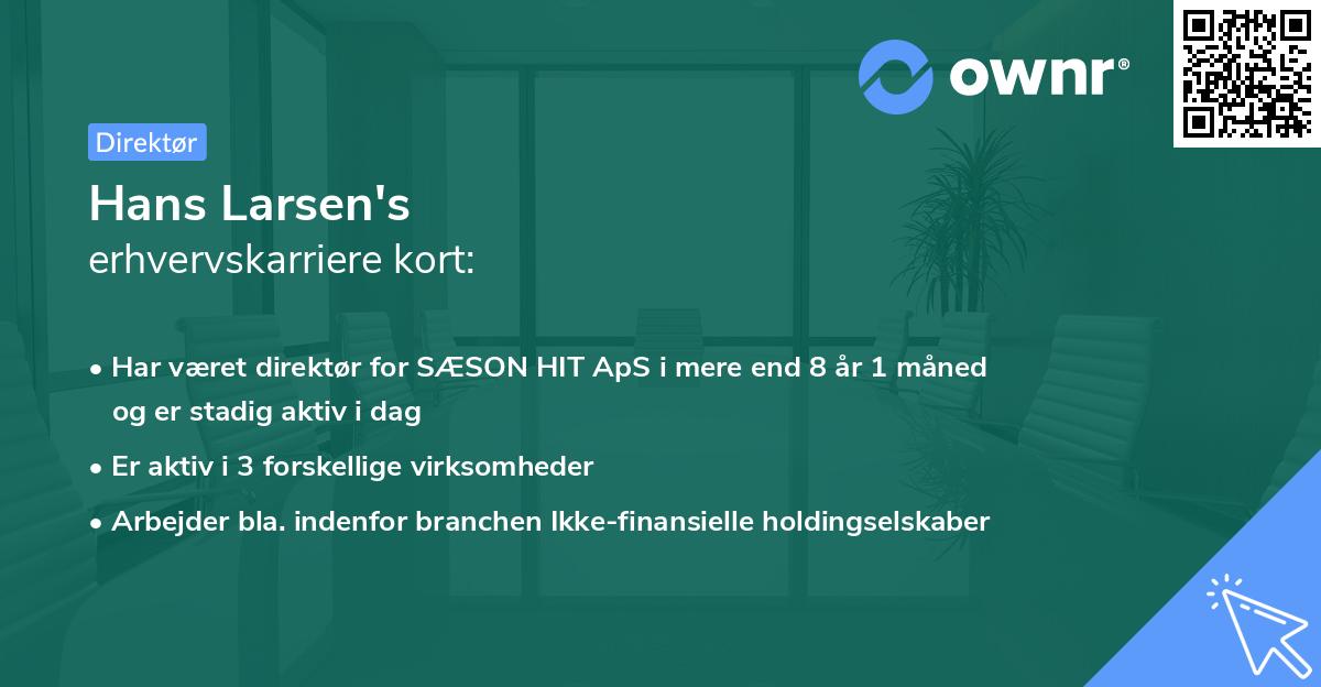 Hans Larsen's erhvervskarriere kort