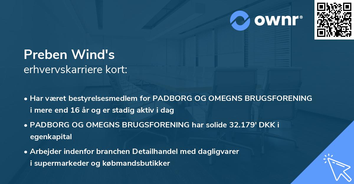 Preben Wind's erhvervskarriere kort