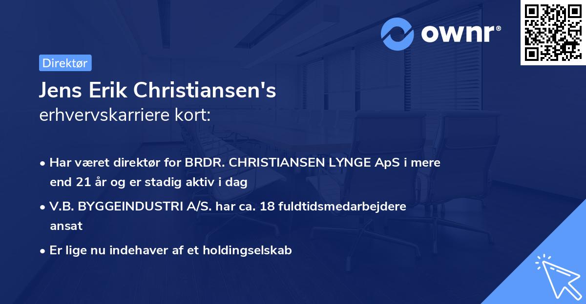 Jens Erik Christiansen's erhvervskarriere kort