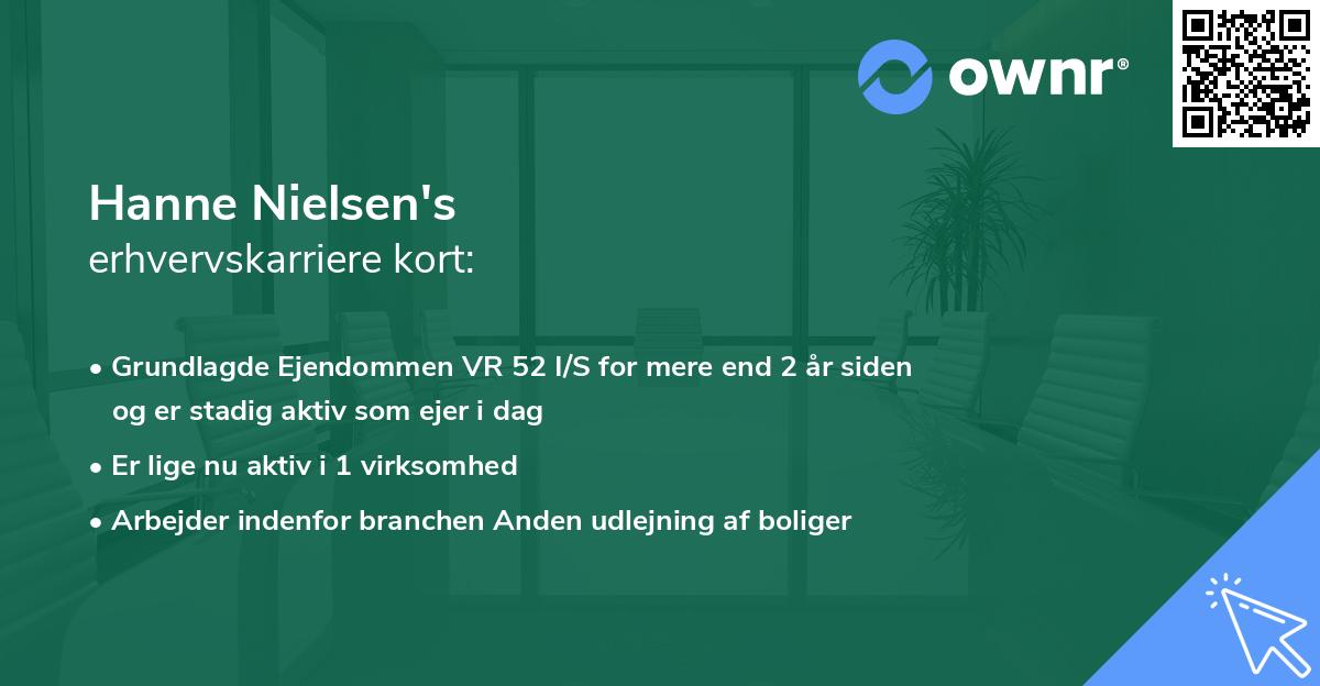 Hanne Nielsen's erhvervskarriere kort