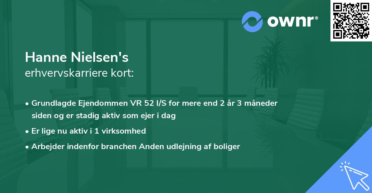 Hanne Nielsen's erhvervskarriere kort
