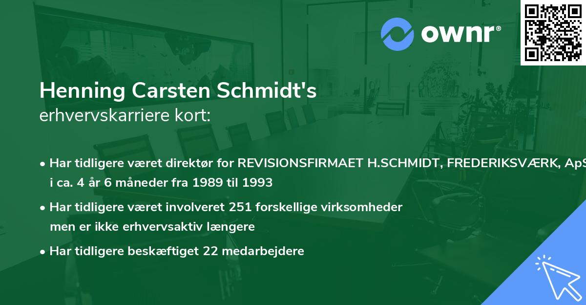 Henning Carsten Schmidt's erhvervskarriere kort