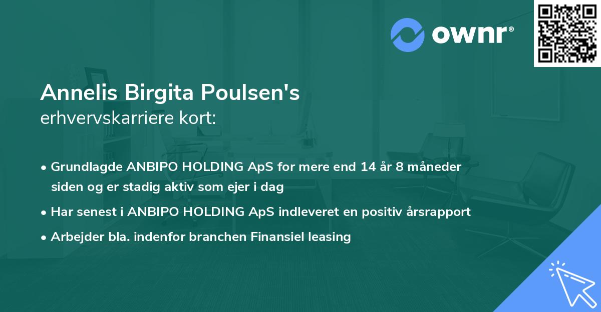 Annelis Birgita Poulsen's erhvervskarriere kort