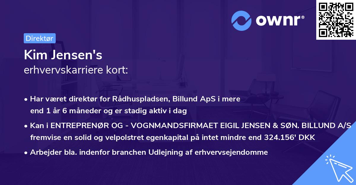 Kim Jensen's erhvervskarriere kort