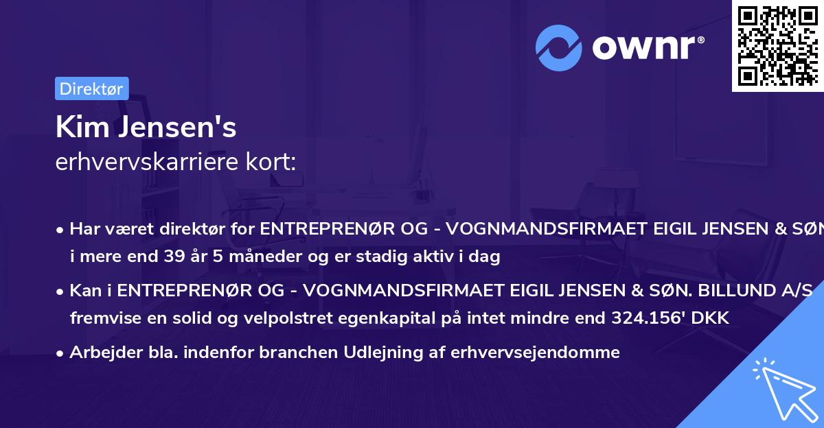 Kim Jensen's erhvervskarriere kort
