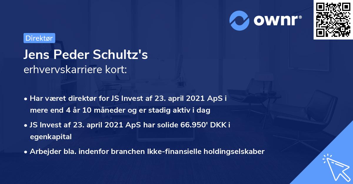Jens Peder Schultz's erhvervskarriere kort