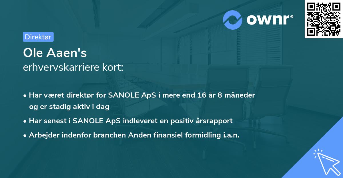 Ole Aaen's erhvervskarriere kort
