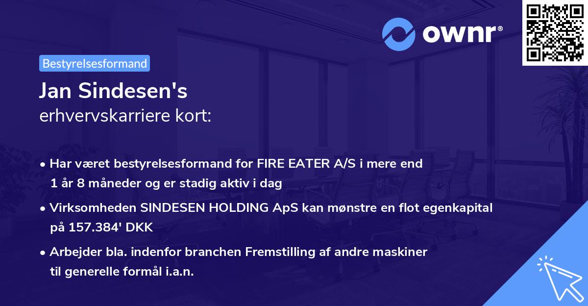 Jan Sindesen's erhvervskarriere kort