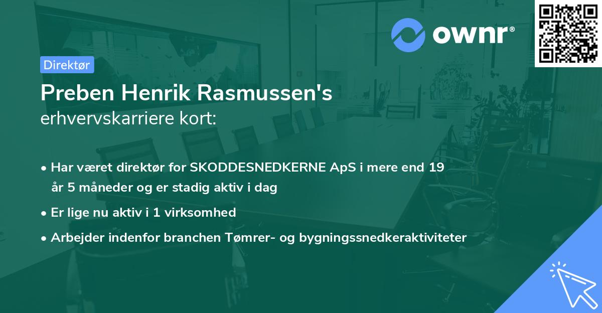 Preben Henrik Rasmussen's erhvervskarriere kort