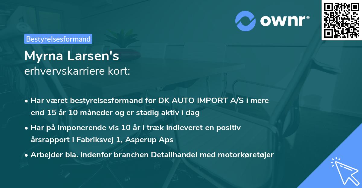Myrna Larsen's erhvervskarriere kort