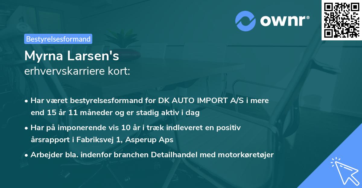 Myrna Larsen's erhvervskarriere kort