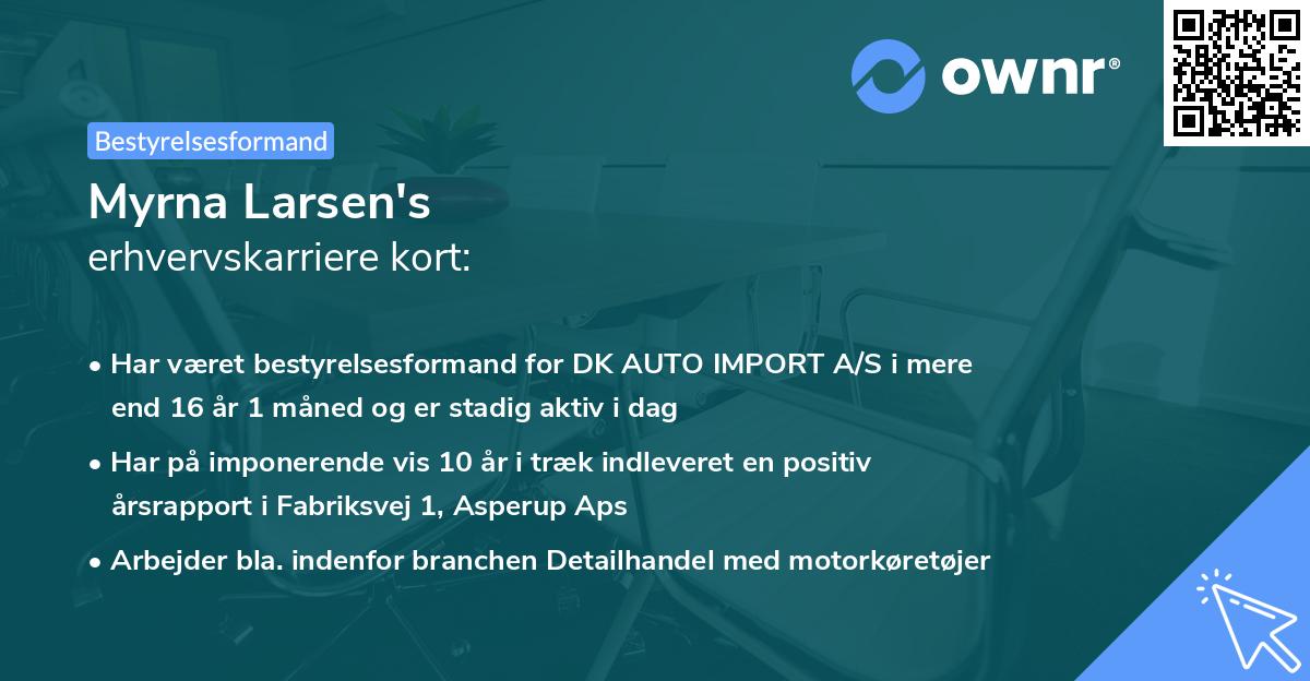Myrna Larsen's erhvervskarriere kort