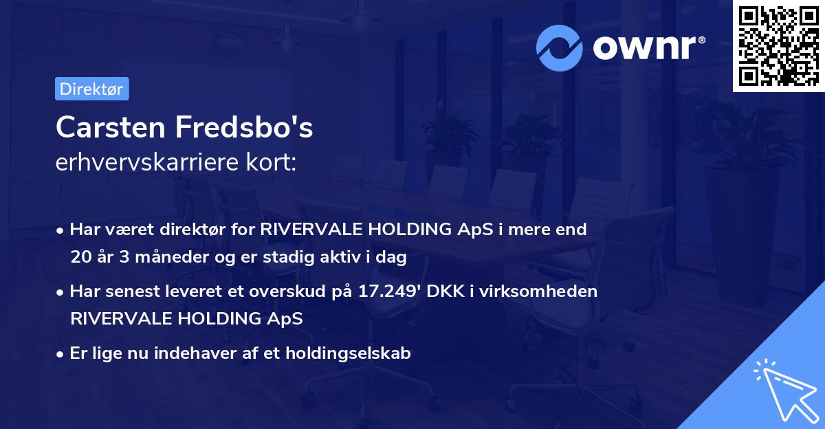 Carsten Fredsbo's erhvervskarriere kort