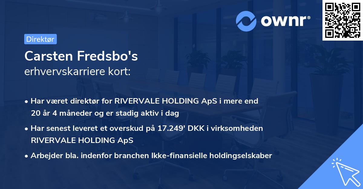 Carsten Fredsbo's erhvervskarriere kort