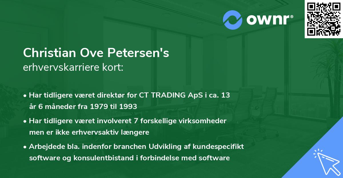 Christian Ove Petersen's erhvervskarriere kort