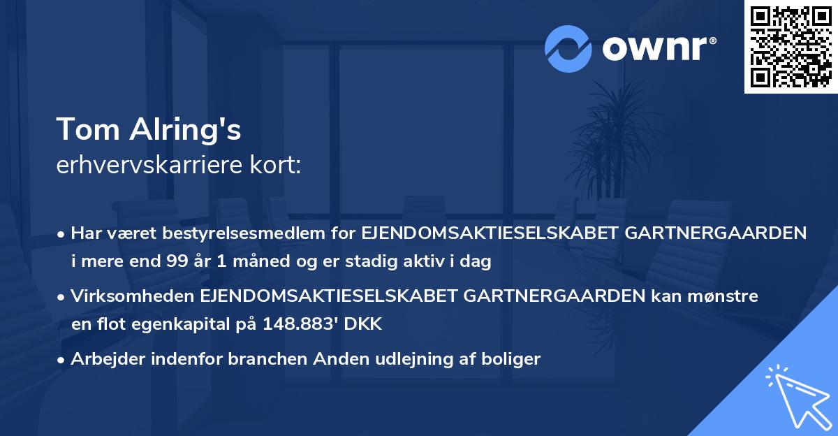 Tom Alring's erhvervskarriere kort