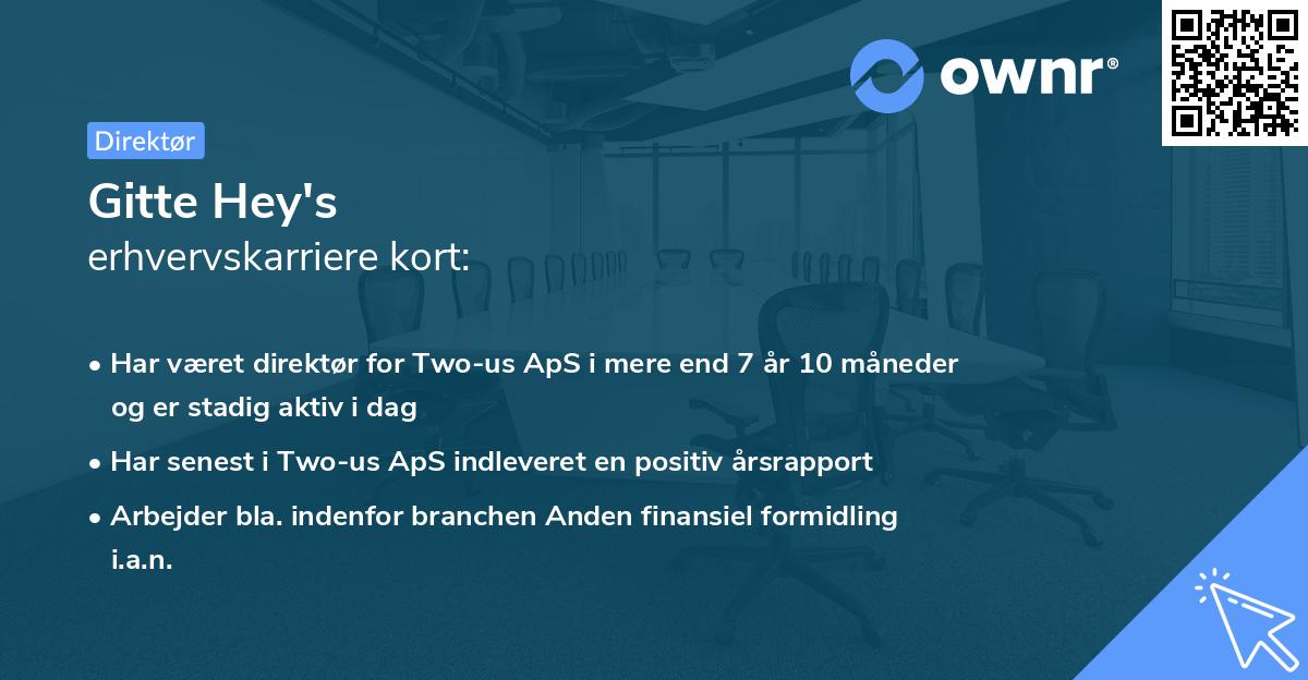 Gitte Hey's erhvervskarriere kort