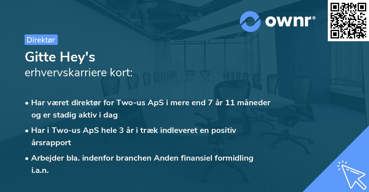 Gitte Hey's erhvervskarriere kort