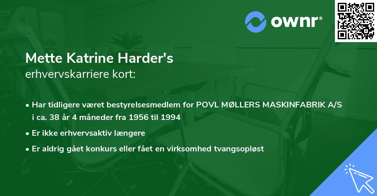 Mette Katrine Harder's erhvervskarriere kort