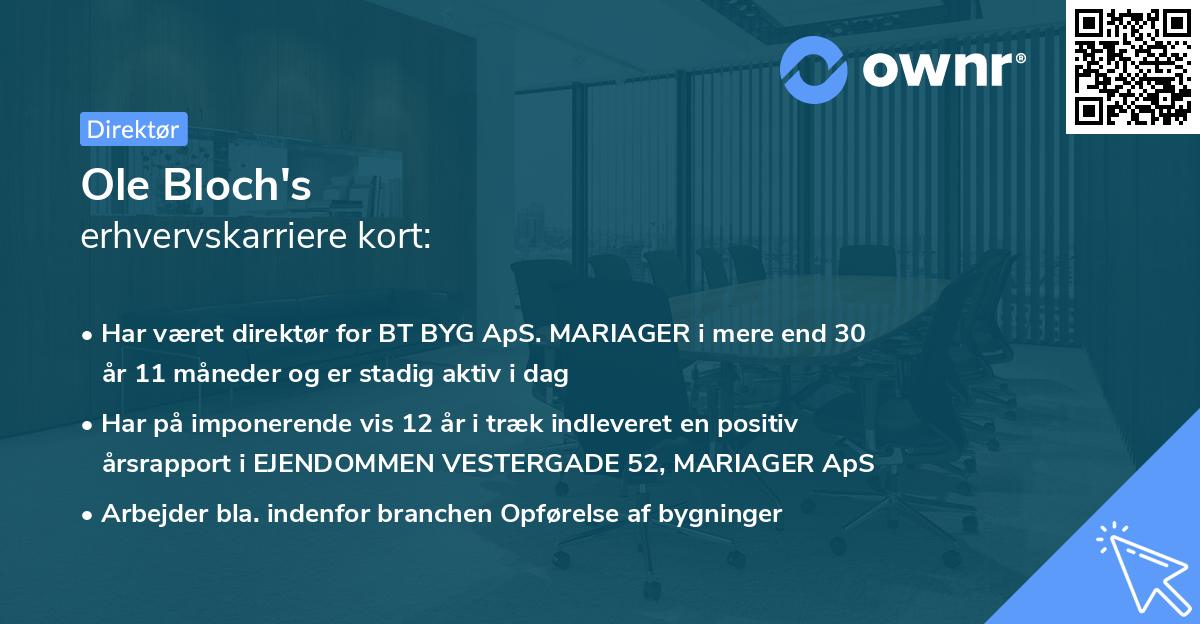 Ole Bloch's erhvervskarriere kort