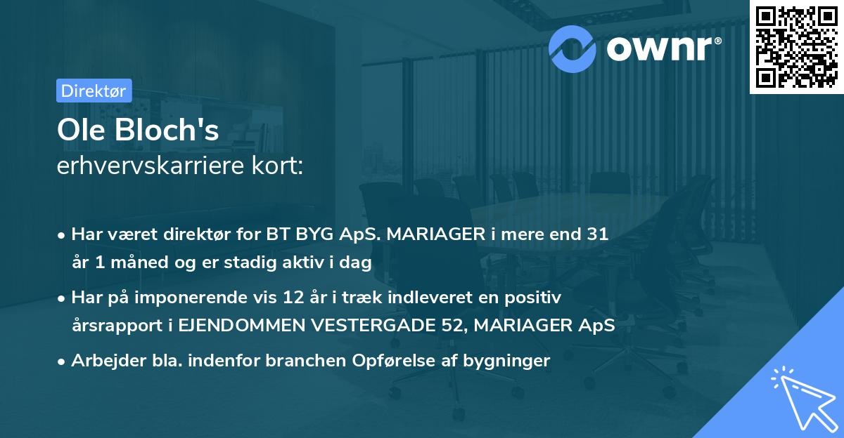 Ole Bloch's erhvervskarriere kort