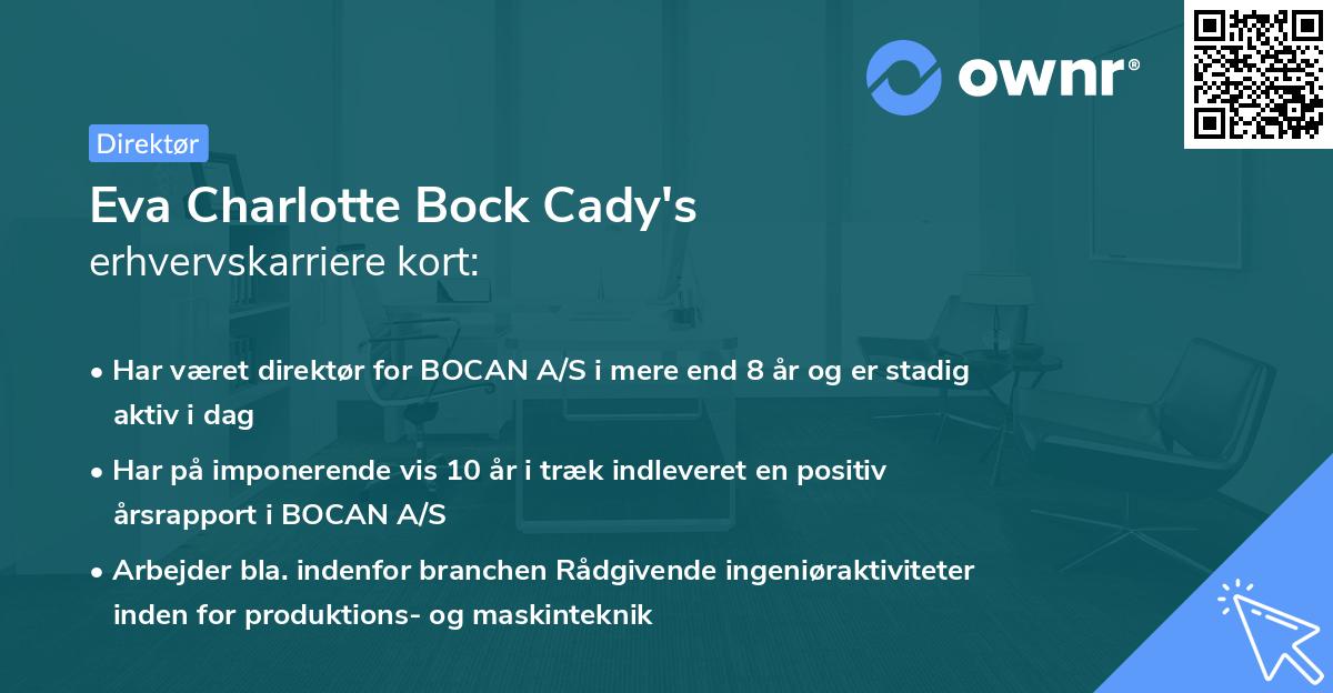 Eva Charlotte Bock Cady's erhvervskarriere kort
