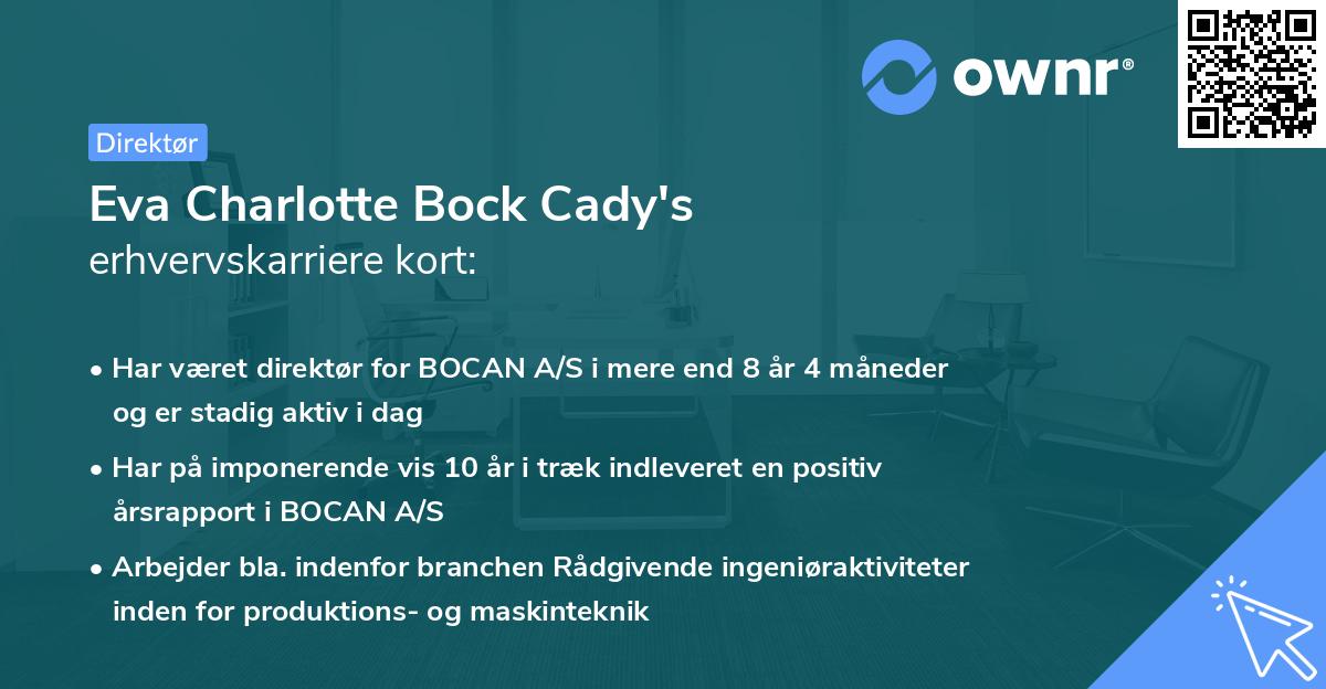 Eva Charlotte Bock Cady's erhvervskarriere kort