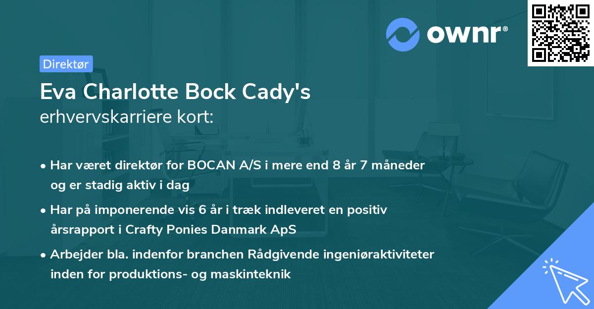 Eva Charlotte Bock Cady's erhvervskarriere kort