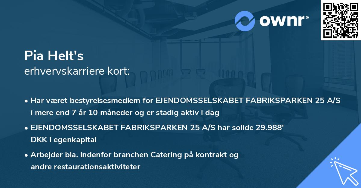 Pia Helt's erhvervskarriere kort